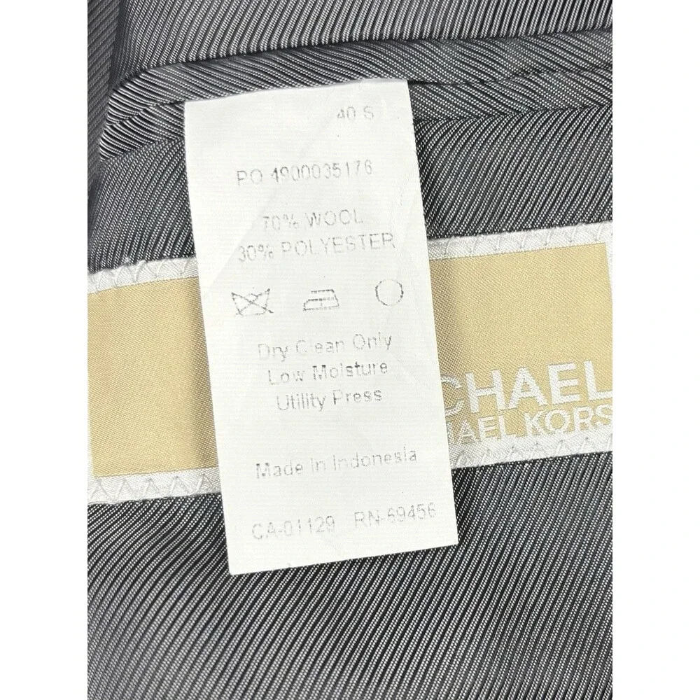 Michael Kors Wool Blend Gray Blue Glen Plaid Two Piece Mens Suit 40S Business